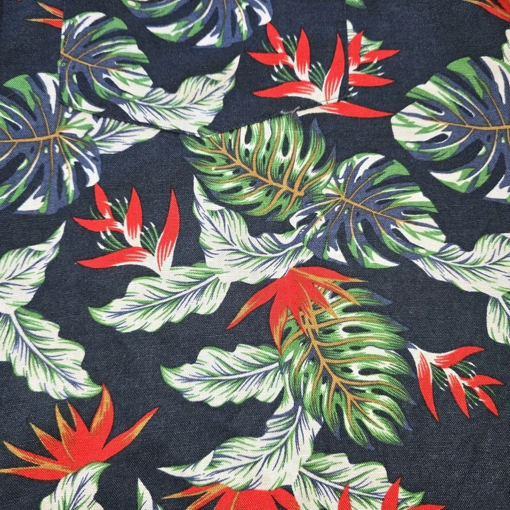 Banana Republic Shirt Mens XL Slim Linen Hawaiian Tropical Bird Of Paradise SS